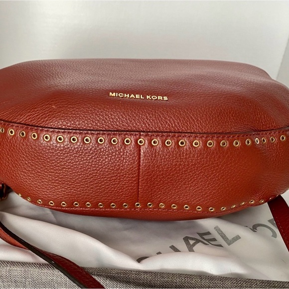 Michael Kors Red Hobo Bag with Gold Accents - Picture 4 of 9